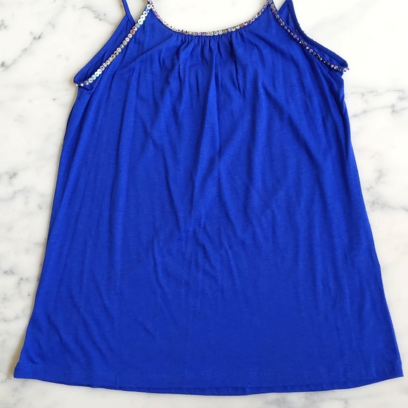 NWOT. Express Cotton Modal Loose Fit Tank Top with colorful sparkling and beads. - Picture 7 of 7